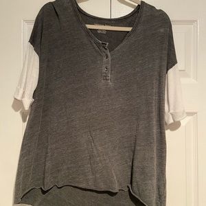 american eagle over sized button up t-shirt